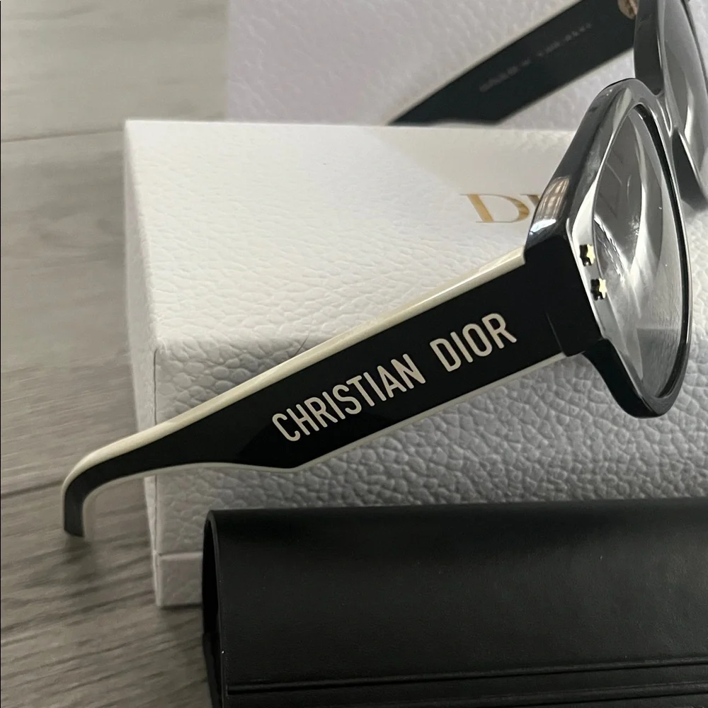 Dior Black Sunglasses with Gold Star Accents